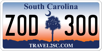 SC license plate ZOD300