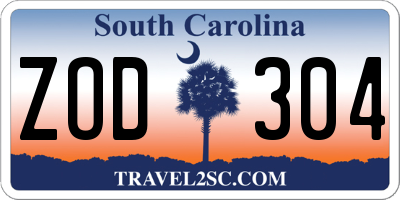SC license plate ZOD304