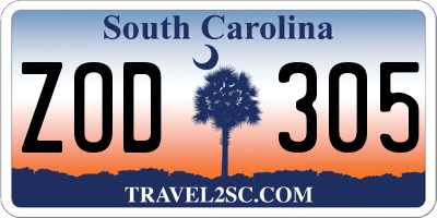 SC license plate ZOD305