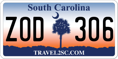 SC license plate ZOD306