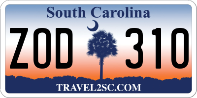 SC license plate ZOD310