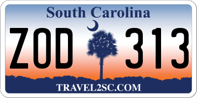 SC license plate ZOD313