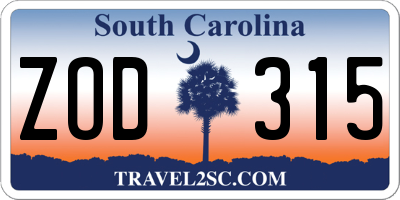 SC license plate ZOD315