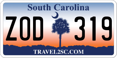 SC license plate ZOD319