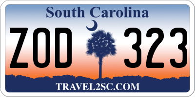 SC license plate ZOD323