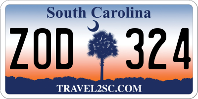SC license plate ZOD324