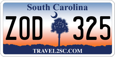SC license plate ZOD325