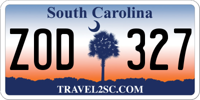 SC license plate ZOD327