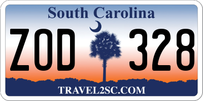 SC license plate ZOD328