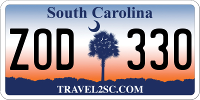 SC license plate ZOD330