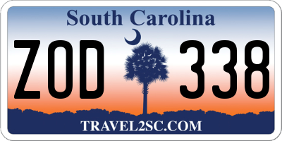 SC license plate ZOD338