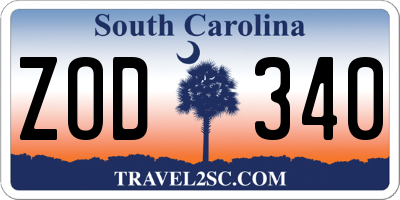 SC license plate ZOD340