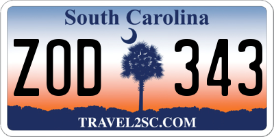 SC license plate ZOD343