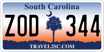SC license plate ZOD344