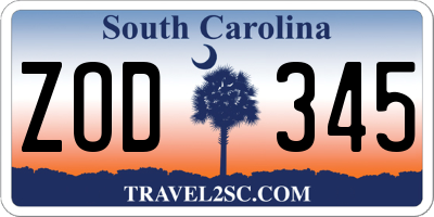 SC license plate ZOD345