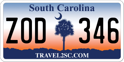 SC license plate ZOD346