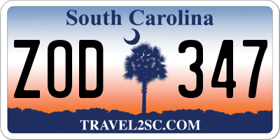 SC license plate ZOD347