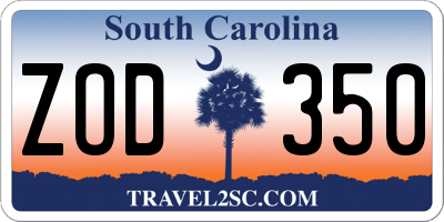 SC license plate ZOD350