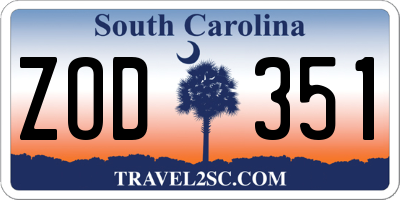 SC license plate ZOD351