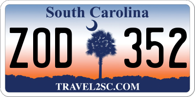 SC license plate ZOD352