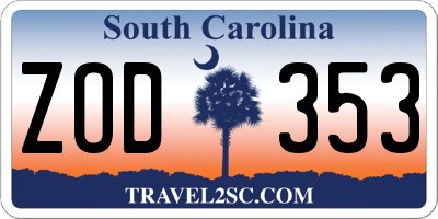 SC license plate ZOD353