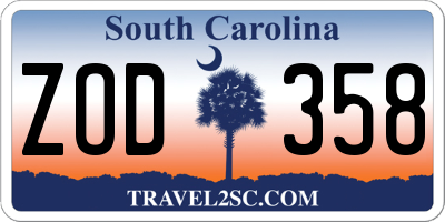 SC license plate ZOD358
