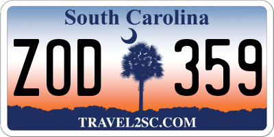 SC license plate ZOD359