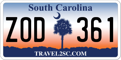 SC license plate ZOD361