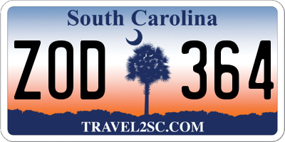 SC license plate ZOD364