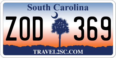 SC license plate ZOD369