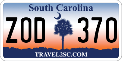 SC license plate ZOD370