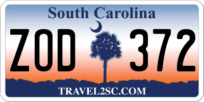 SC license plate ZOD372