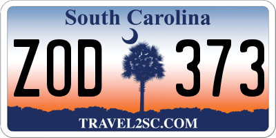 SC license plate ZOD373