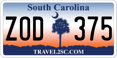 SC license plate ZOD375