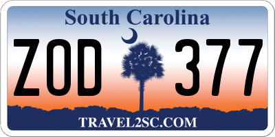 SC license plate ZOD377