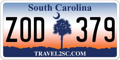 SC license plate ZOD379