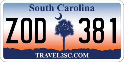 SC license plate ZOD381