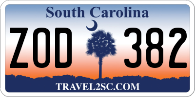 SC license plate ZOD382