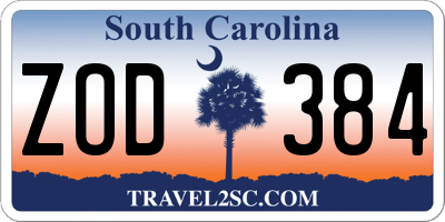 SC license plate ZOD384
