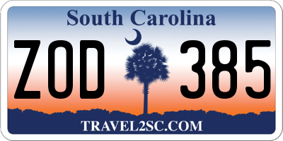 SC license plate ZOD385