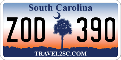 SC license plate ZOD390
