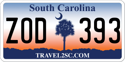 SC license plate ZOD393