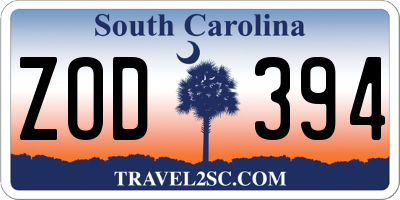 SC license plate ZOD394