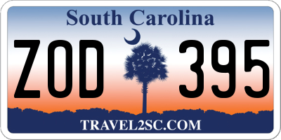 SC license plate ZOD395