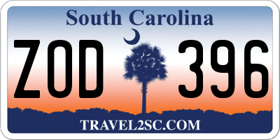 SC license plate ZOD396