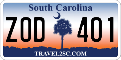 SC license plate ZOD401