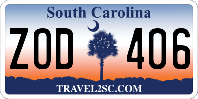 SC license plate ZOD406