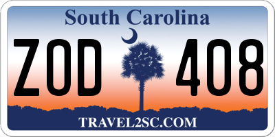 SC license plate ZOD408