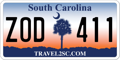 SC license plate ZOD411