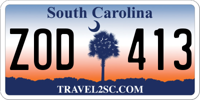 SC license plate ZOD413
